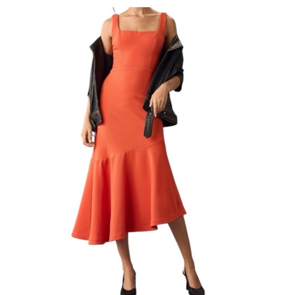 Anthropologie Asymmetrical Orange/red Dress New with a tag